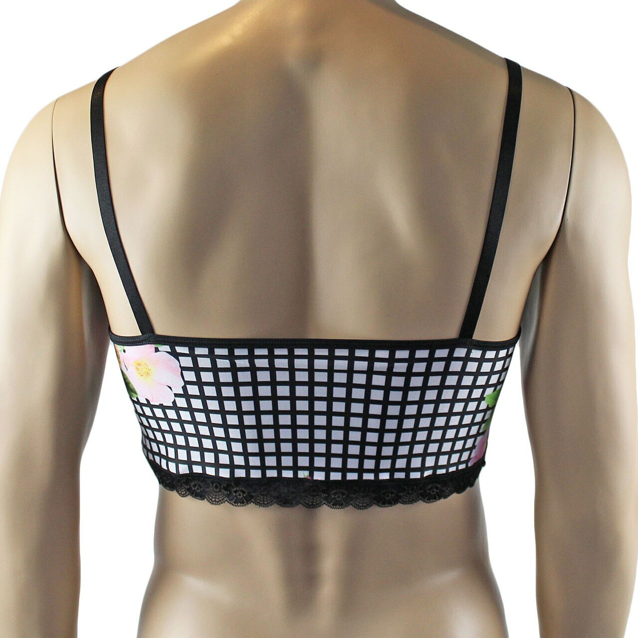 Mens Diana Camisole Top & Boxer Briefs in a Pretty Flower Checkered Print Spandex