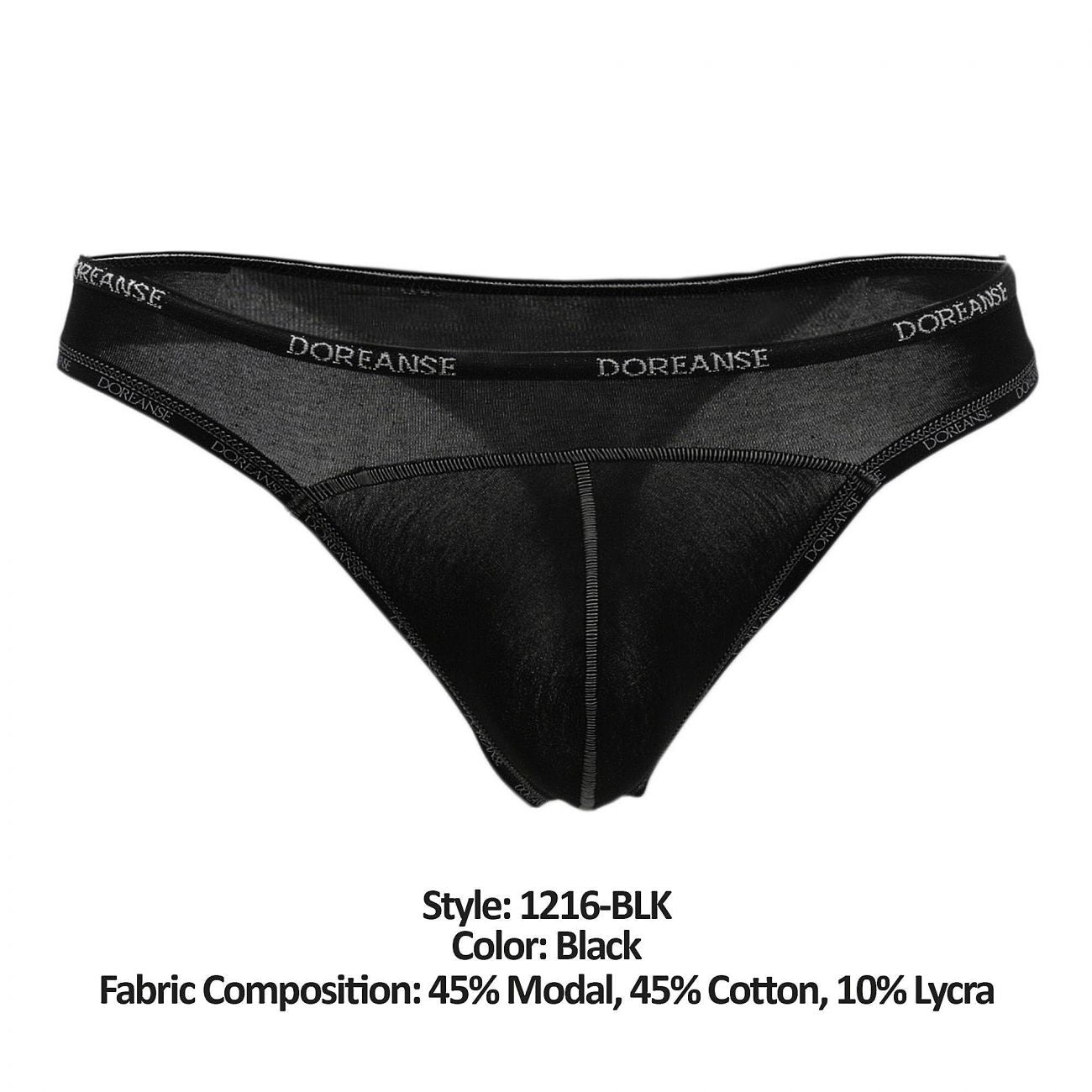 Doreanse 1216-BLK BLK Naked Thong Black