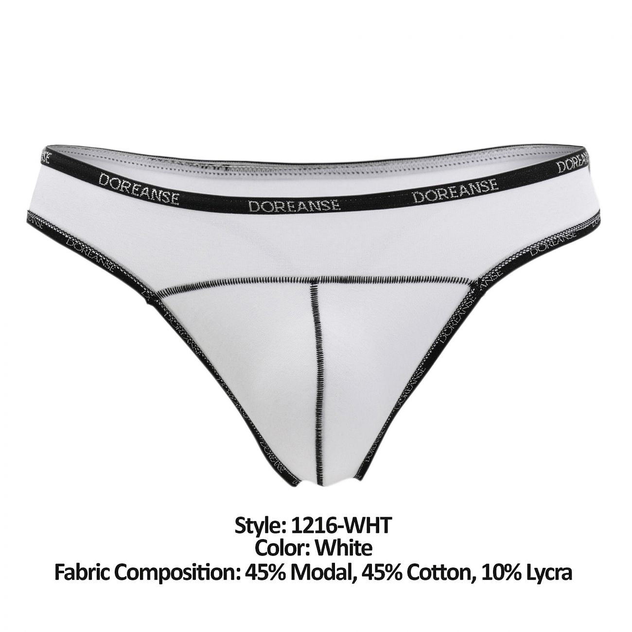 Doreanse 1216-WHT WHT Naked Thong White