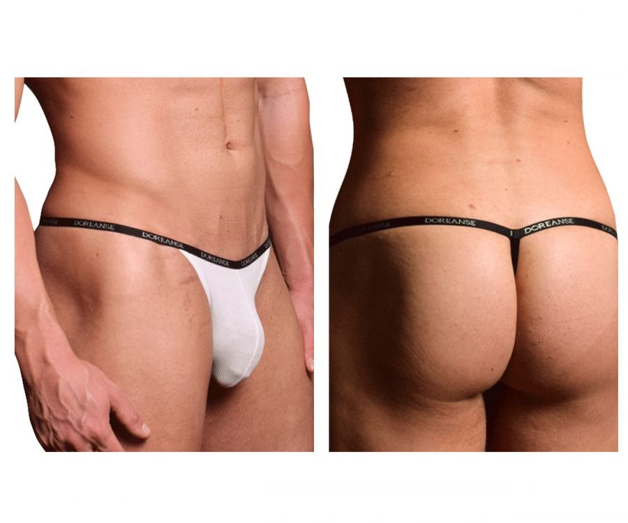 Doreanse 1330-WHT Ribbed Modal T-thong Mens Thong White