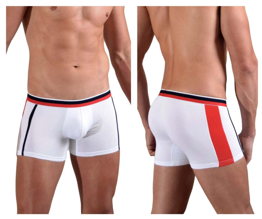 Doreanse 1713-WHT Sporty Boxer Briefs White-Red Plus Sizes