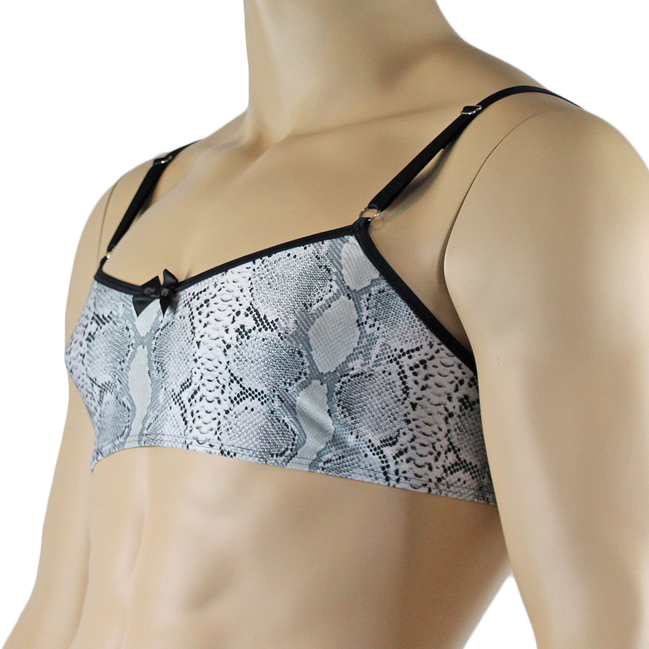 Mens Bra Grey Snake Print Bra Top for Males