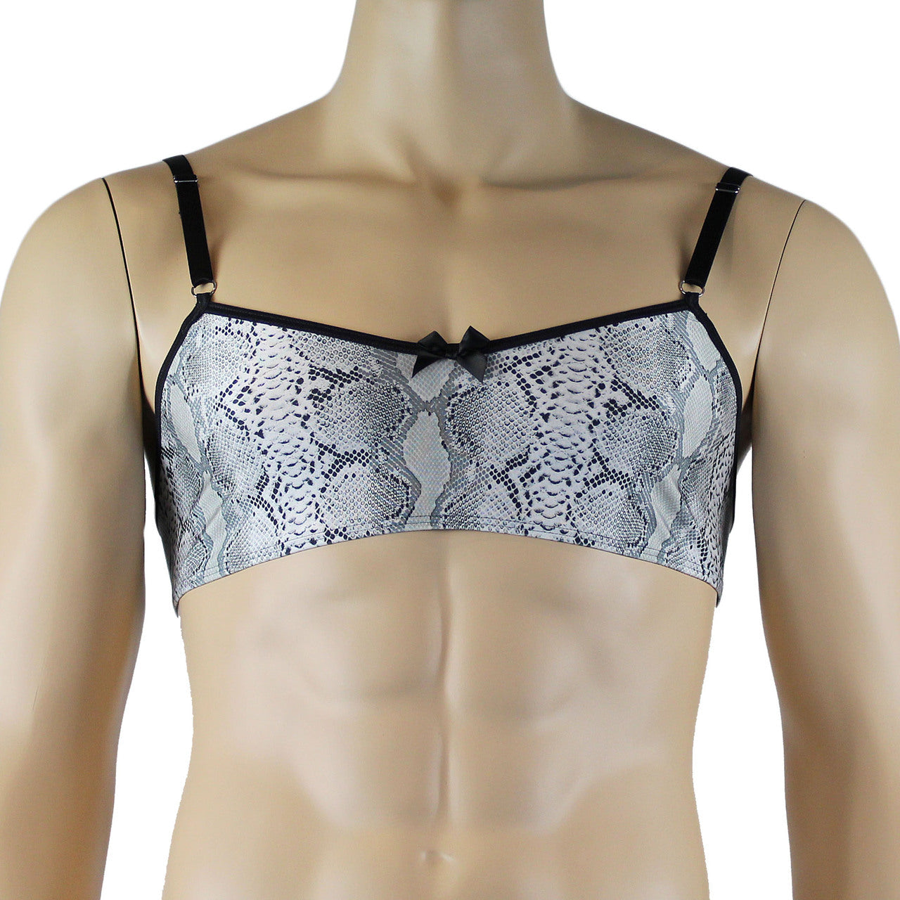 Mens Bra Grey Snake Print Bra Top for Males