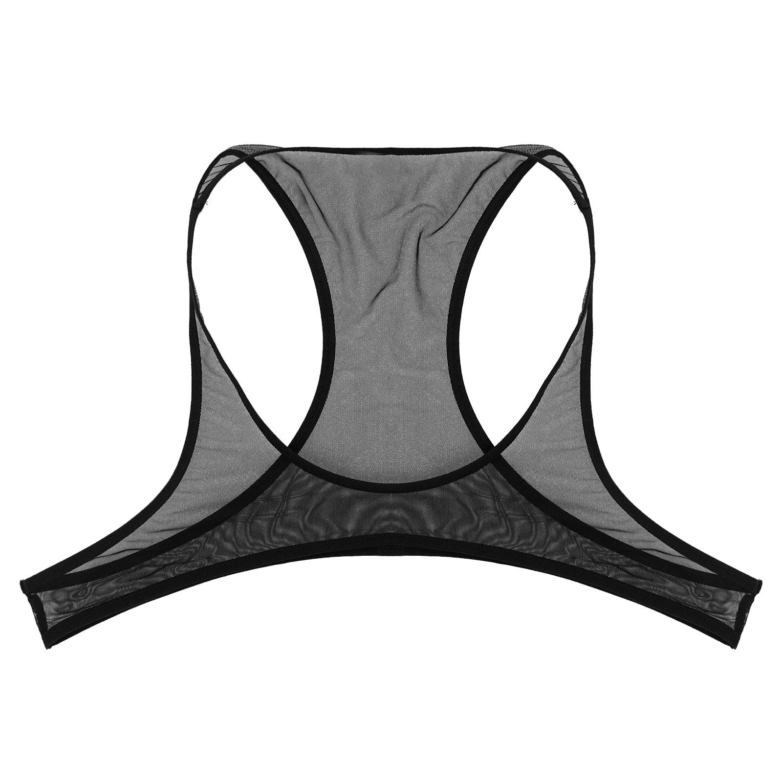 Mens See-through Mesh Mini Crop Top
