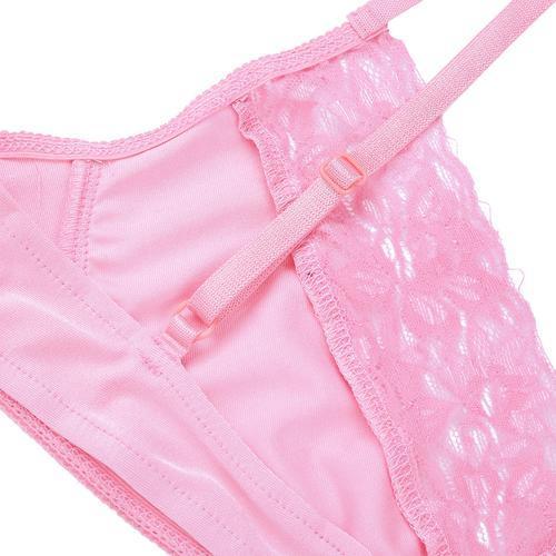 Mens Sissy Silky Soft Satin & Lace Bra Top Pink