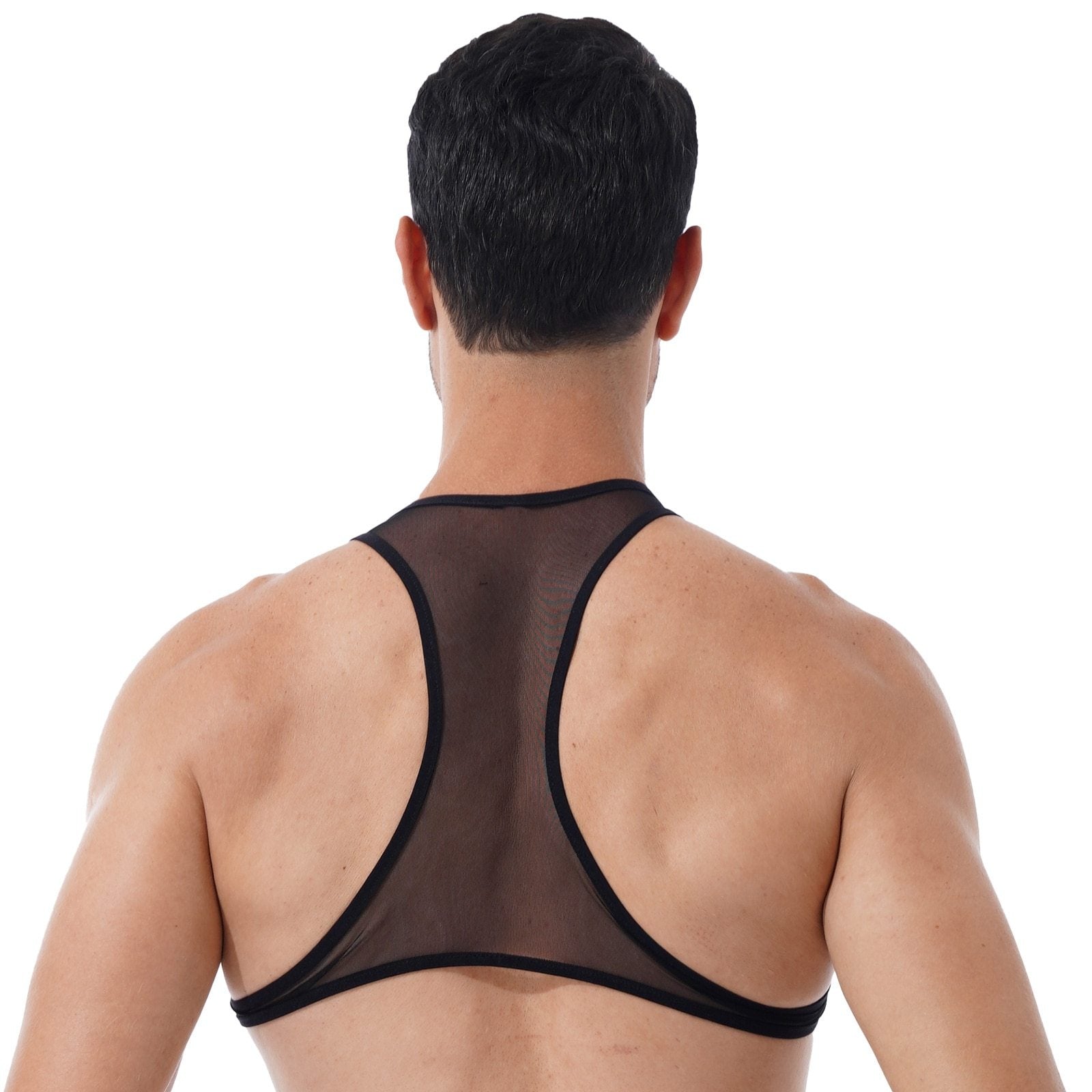 Mens See-through Mesh Mini Crop Top