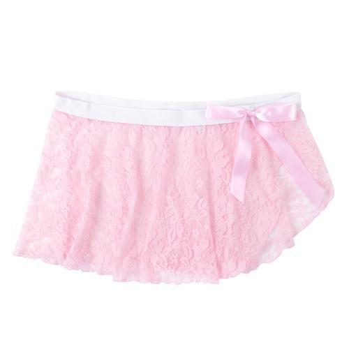 Mens Sissy Lace Mini Skirt Pink with Adjustable Tie