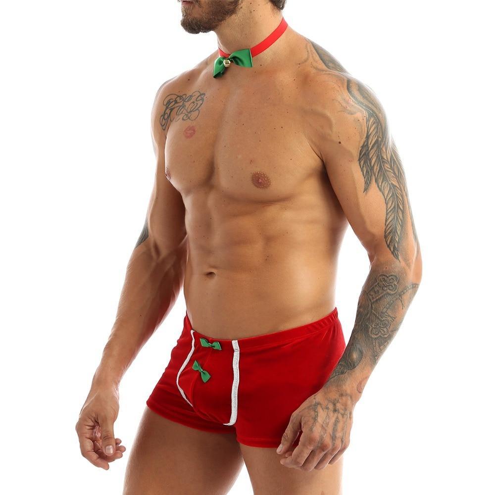 SALE - XMAS GIFT - Mens Sexy Christmas Costune Outfit, Santas Little Helper Red
