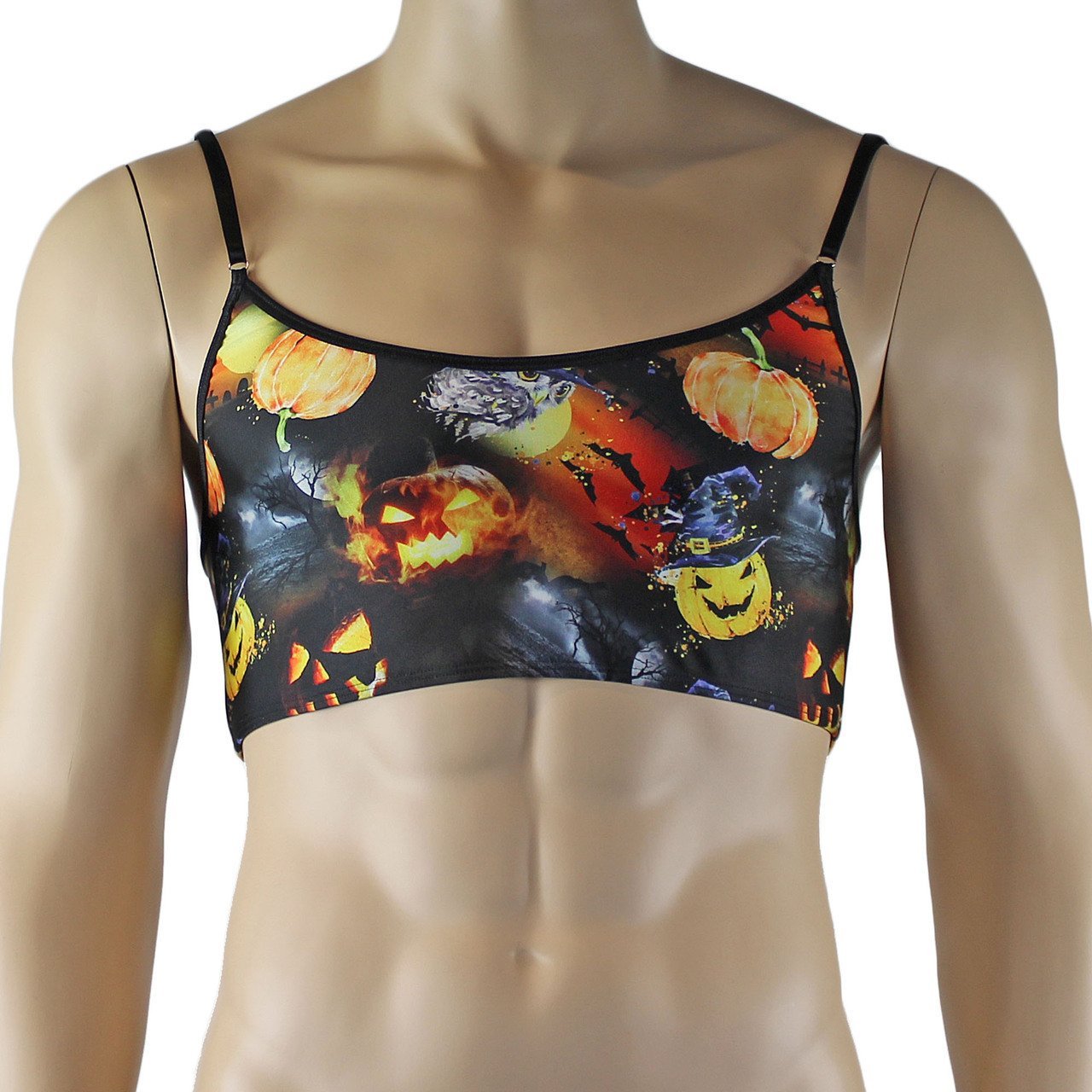 Mens Halloween Fire Breathing Pumpkins and Witches Camisole Top