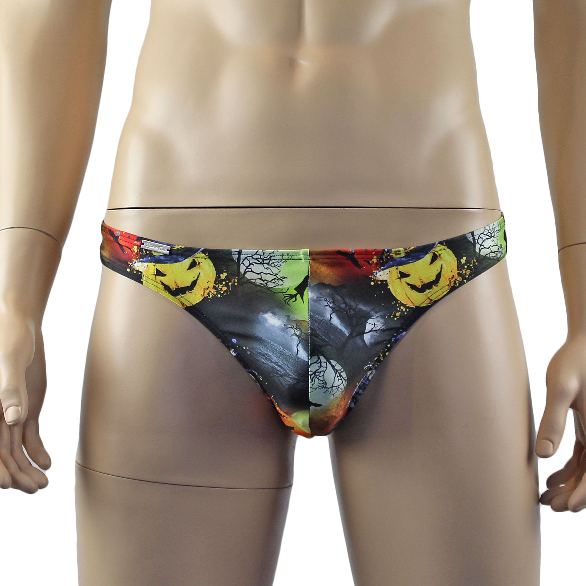 Mens Halloween Witches Pumpkins and Bats Full Front G string Thong