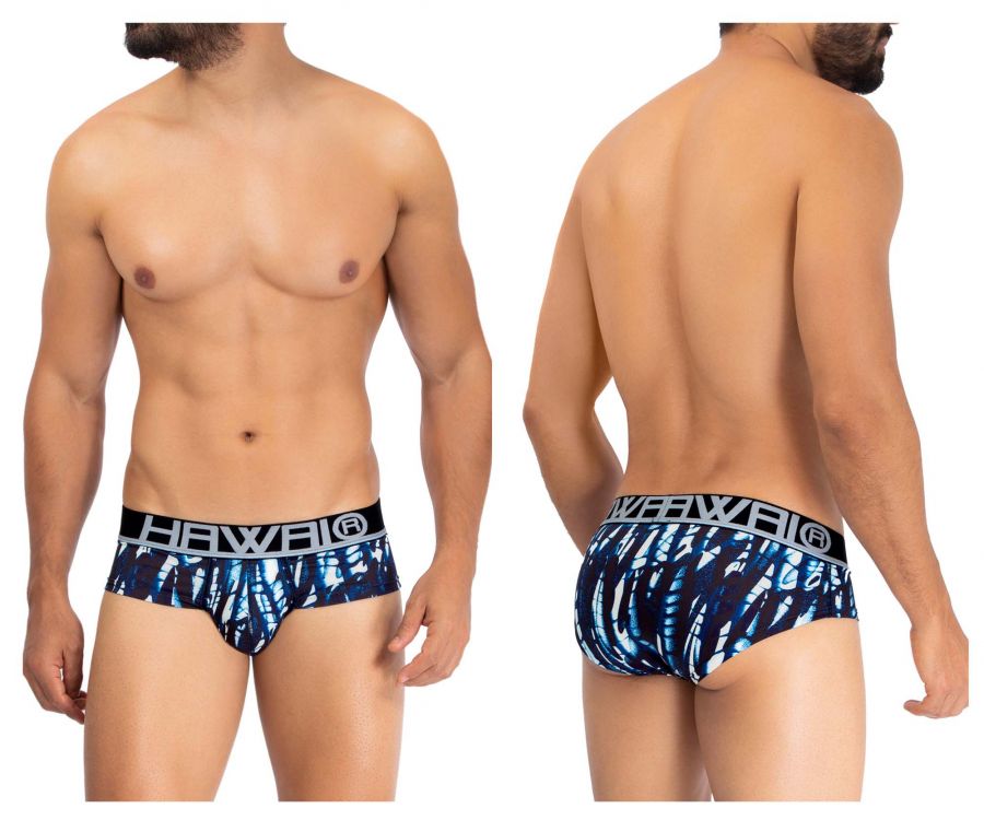 HAWAI 42192 Printed Microfiber Hip Briefs Dark Blue