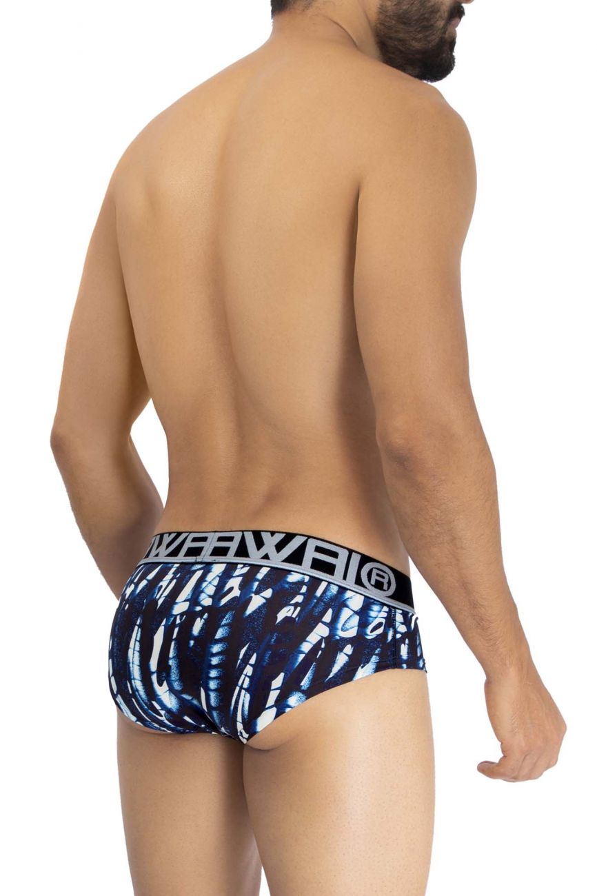 HAWAI 42192 Printed Microfiber Hip Briefs Dark Blue