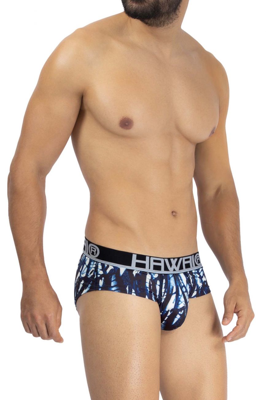HAWAI 42192 Printed Microfiber Hip Briefs Dark Blue
