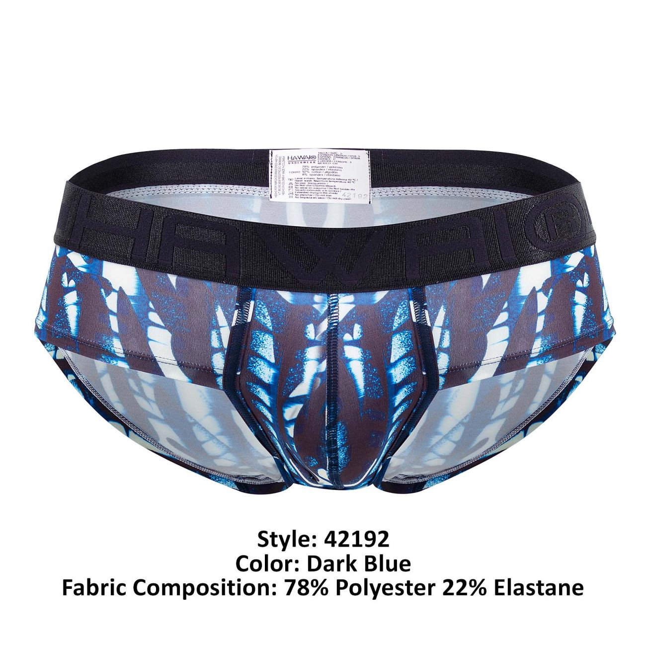HAWAI 42192 Printed Microfiber Hip Briefs Dark Blue