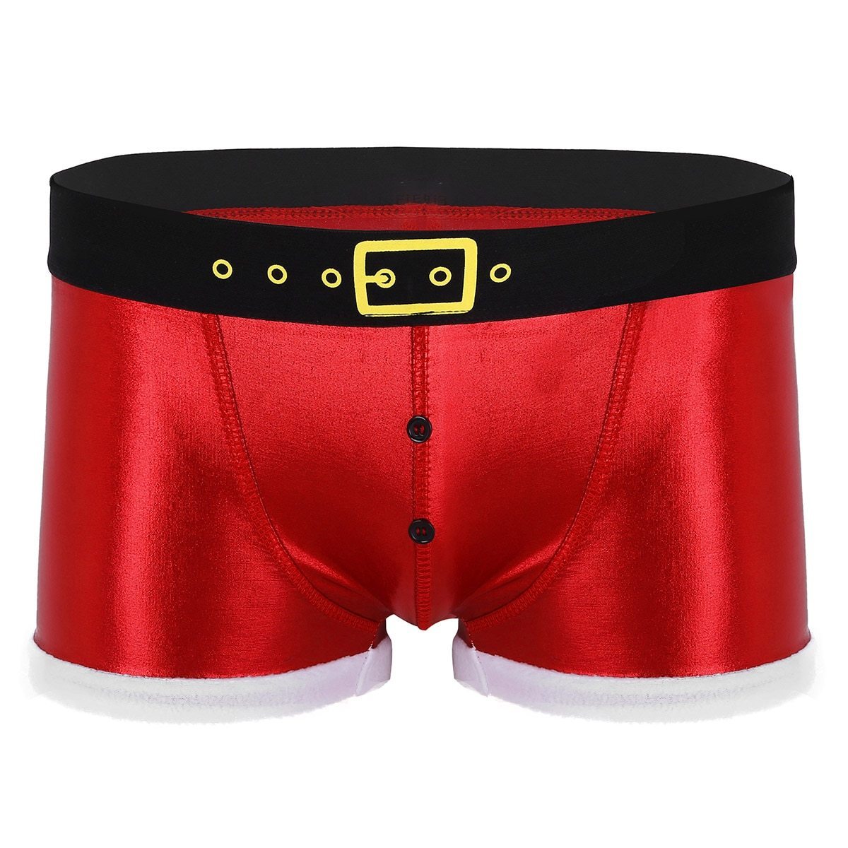 SALE - XMAS GIFT - Mens Glitter Christmas Santa Boxer Shorts with Printed Belt Details