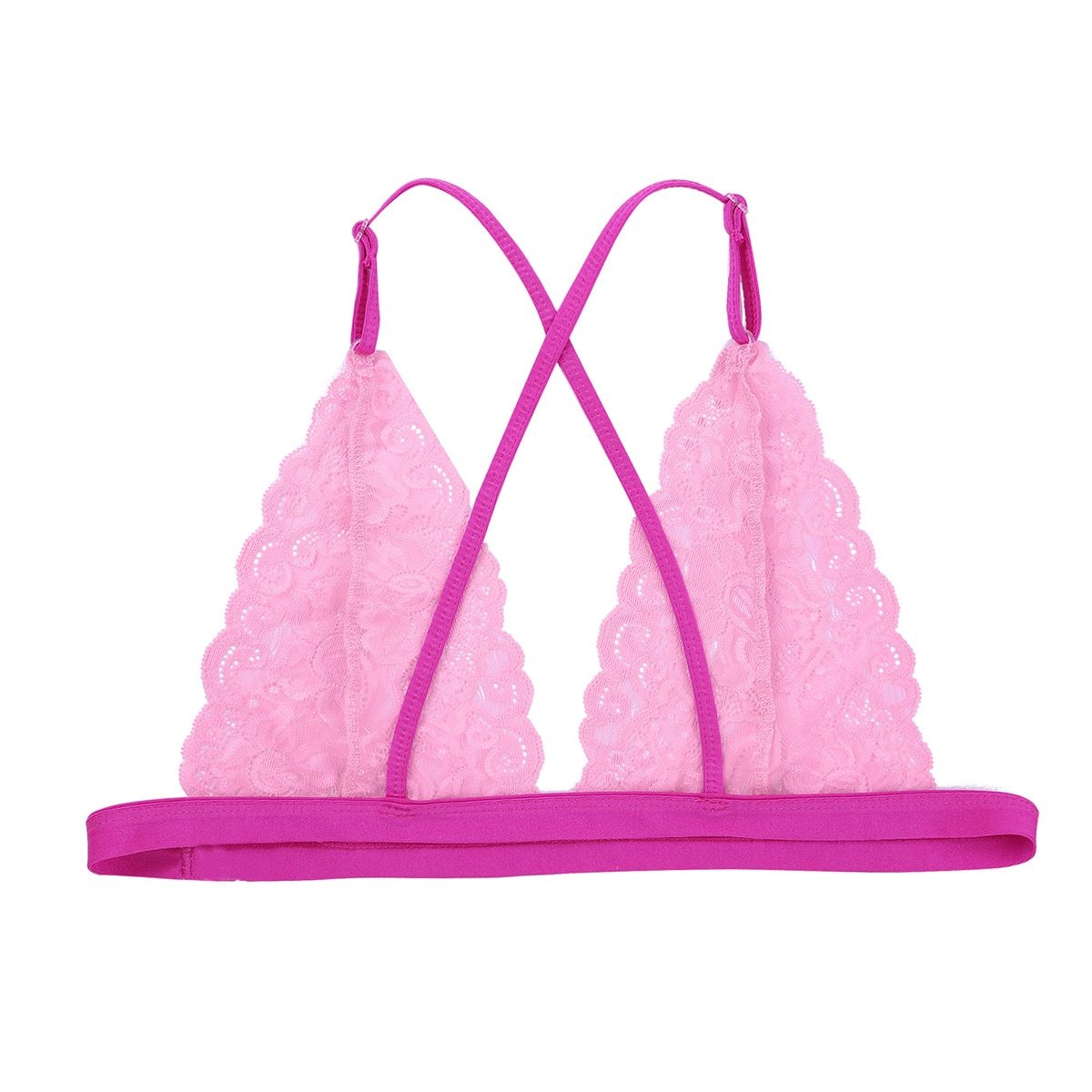 Mens Sissy Male Bra Top with Soft Lace Male Lingerie Pink & Rose