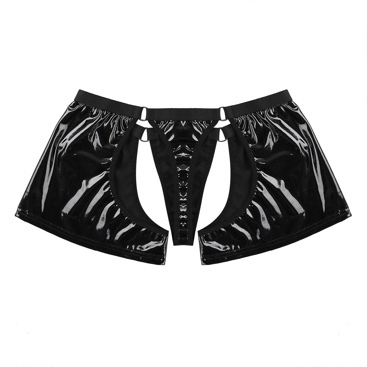 Mens Vinyl Chaps with Metal Rings Black