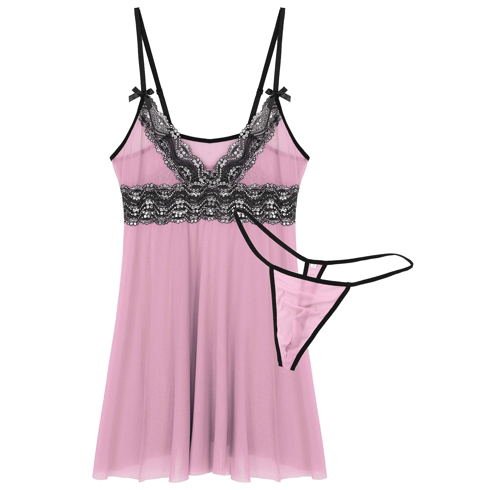 JCSTK - Mens Sexy Femme IF-14:1254 Babydoll Nightwear with Pouch G string Pink