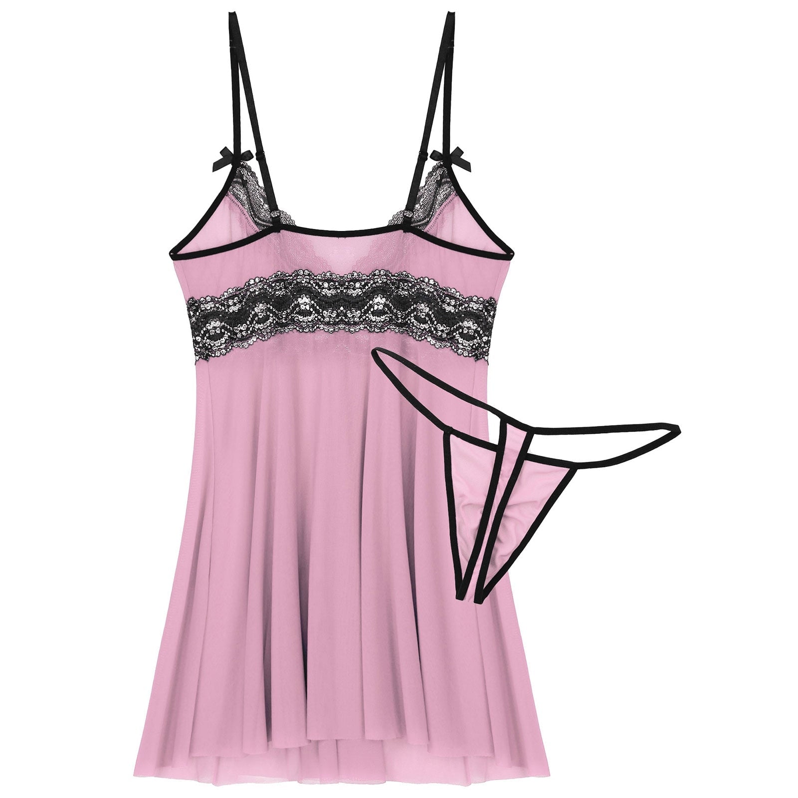 JCSTK - Mens Sexy Femme IF-14:1254 Babydoll Nightwear with Pouch G string Pink