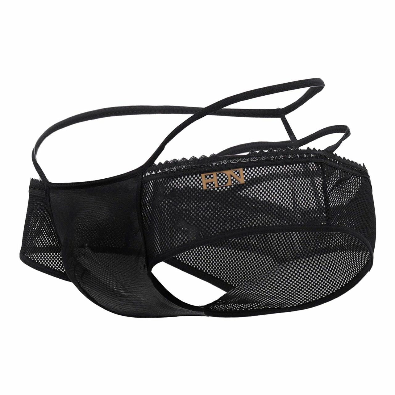 Mens Hidden Seduction Mesh Bikini Brief with Back Straps Black