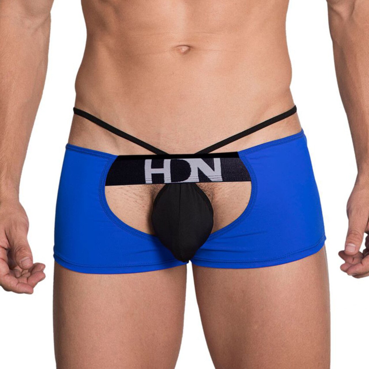 SALE - Mens Hidden Seduction Open Front & Back Hot Pants with G string Black and Blue