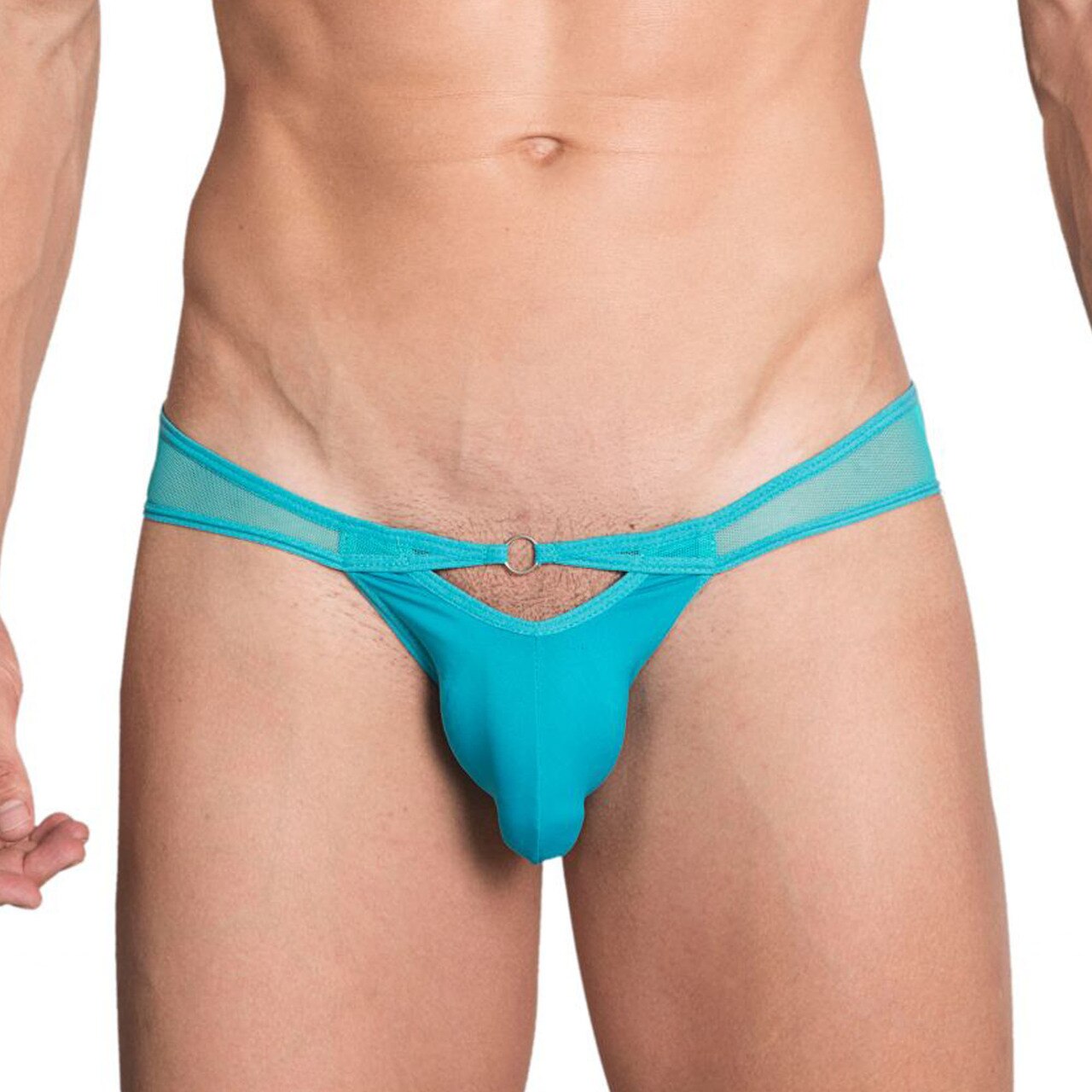 Mens Hidden Seduction Mesh & Spandex Bikini Brief Jade
