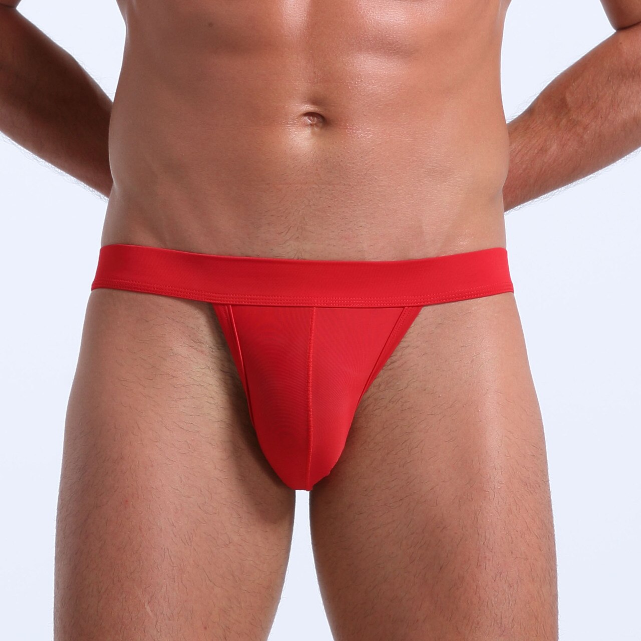 Mens Stretch Polymide and Spandex Comfortable Light Jockstrap Red