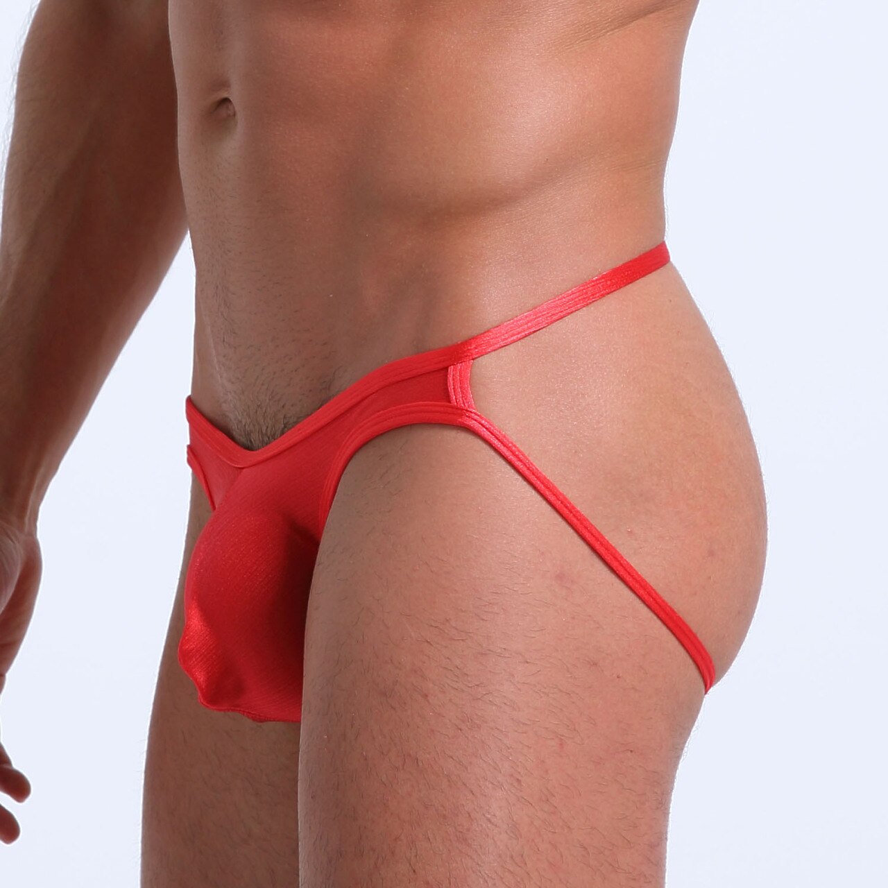 SALE - Mens Soft and Silky Comfortable Poly Jock Strap Red