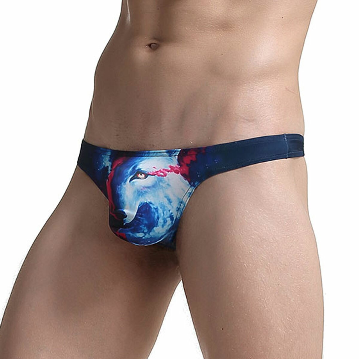 SALE - Mens Two Faced Dark Blue Wolf Thong