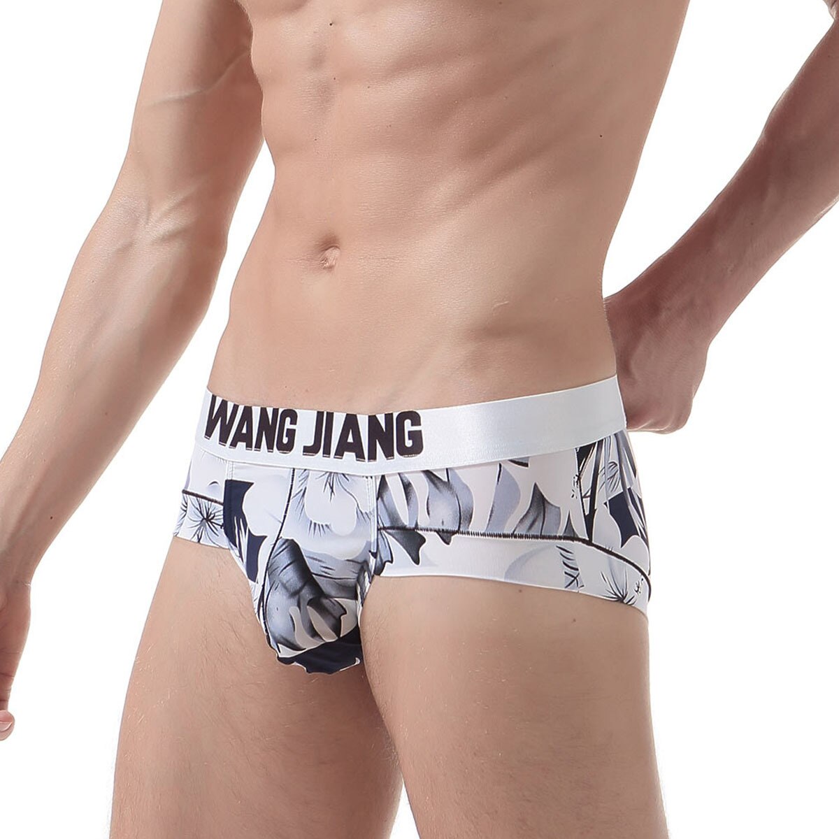 SALE - Mens Colourful Briefs White Flowers