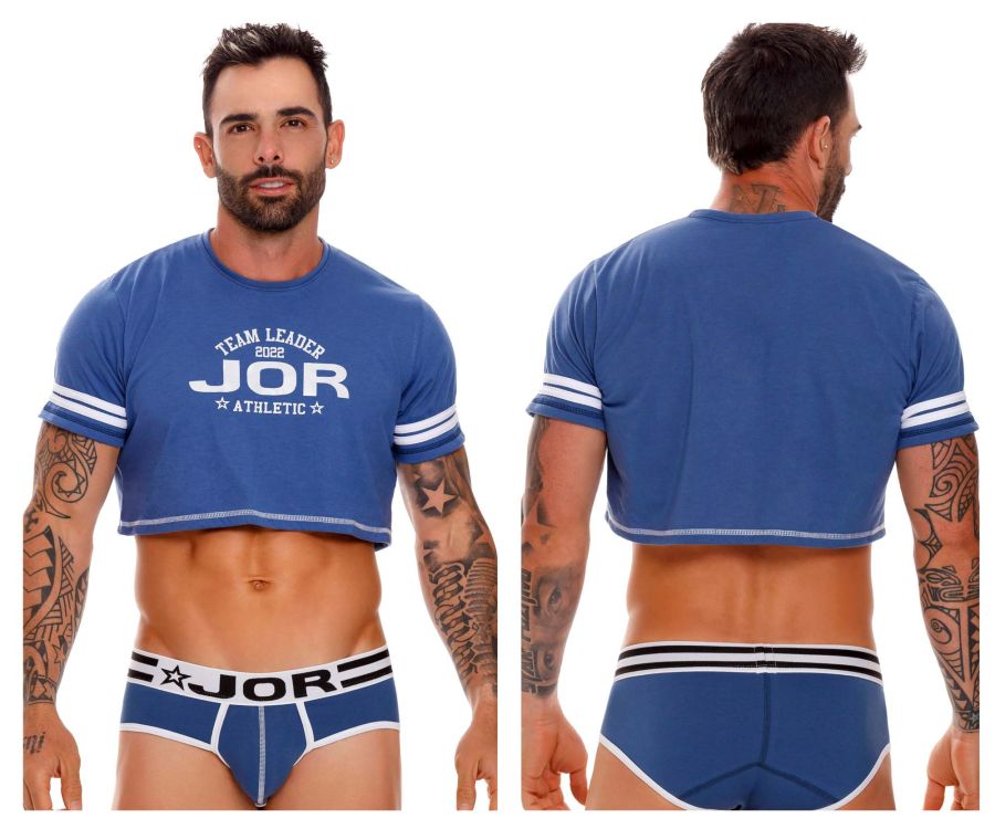 JOR 1617 Varsity Crop Top Blue