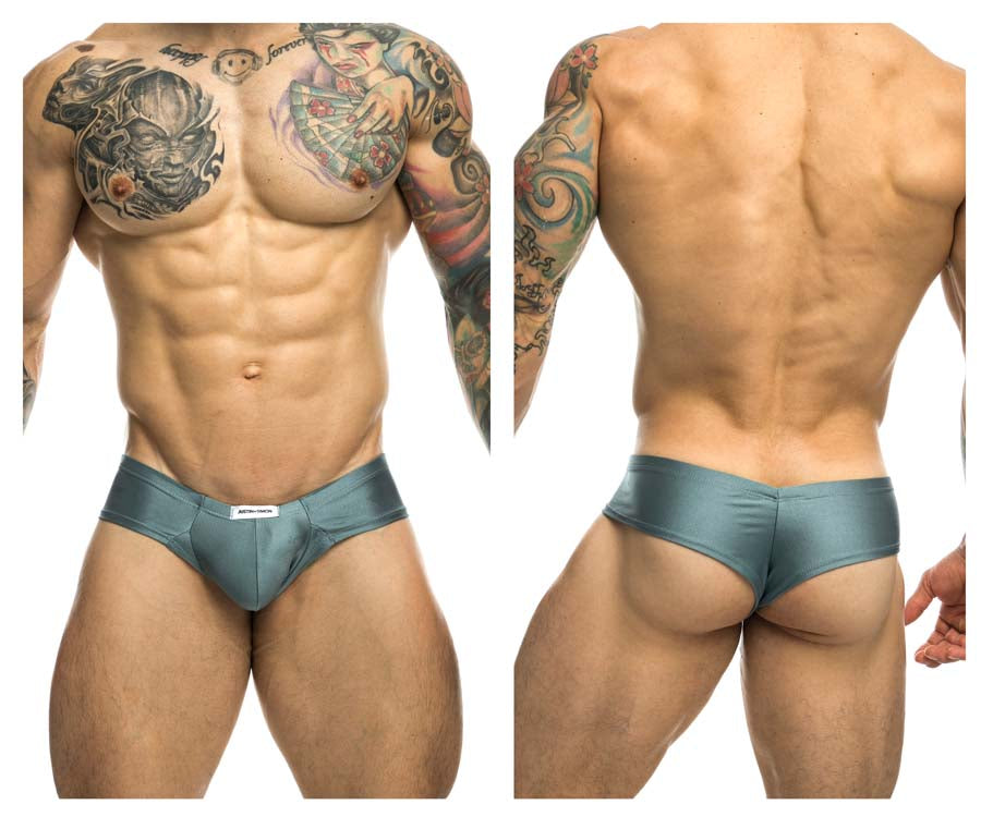 JUSTIN+SIMON XSJ22 Cheek Briefs Metal Green Plus Sizes