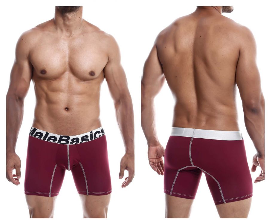 MaleBasics MBM02 Performance Boxer Briefs Burgundy