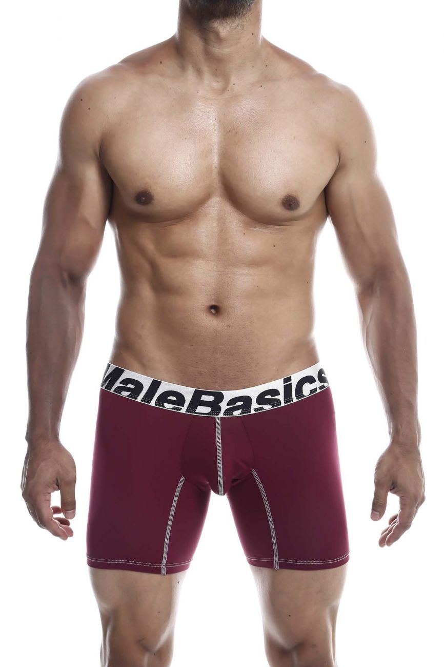MaleBasics MBM02 Performance Boxer Briefs Burgundy