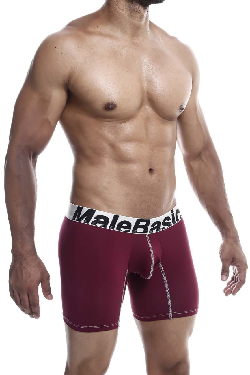 MaleBasics MBM02 Performance Boxer Briefs Burgundy