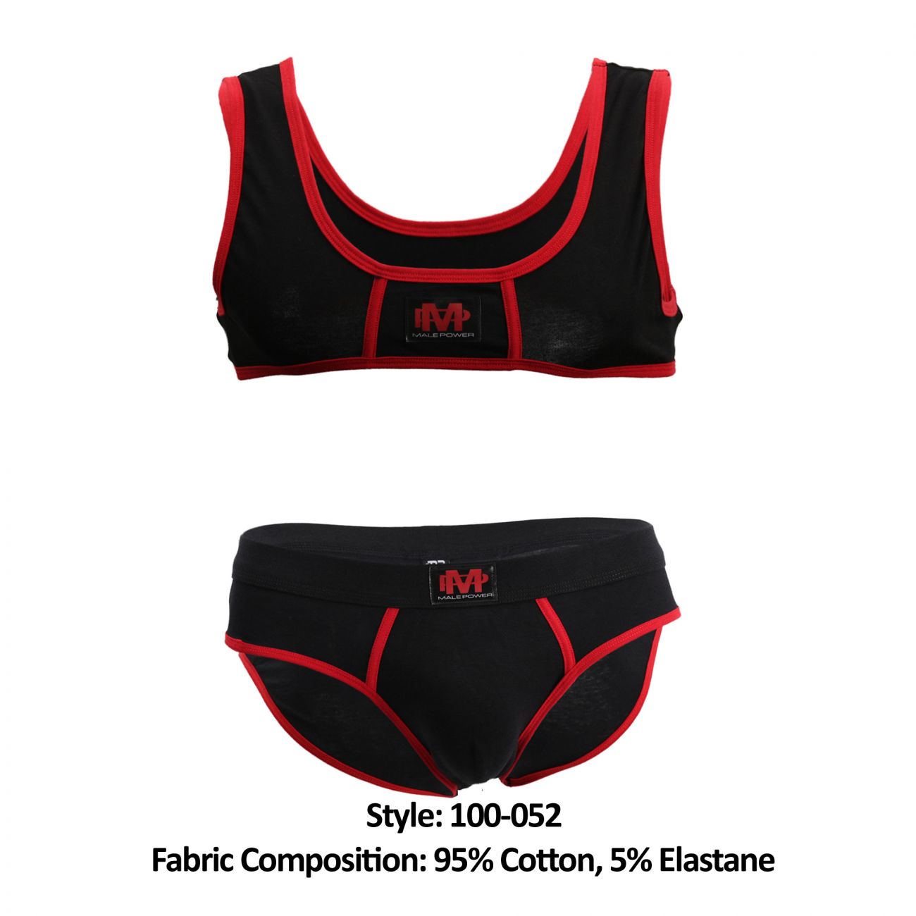 Male Power 100-052 Cotton Spandex Mini Tank Bikini Set Black-Red