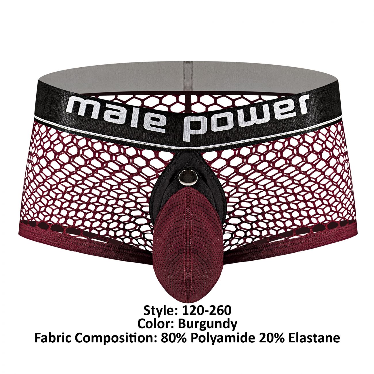 Male Power 120-260 Cockpit C-Ring Trunks Burgundy