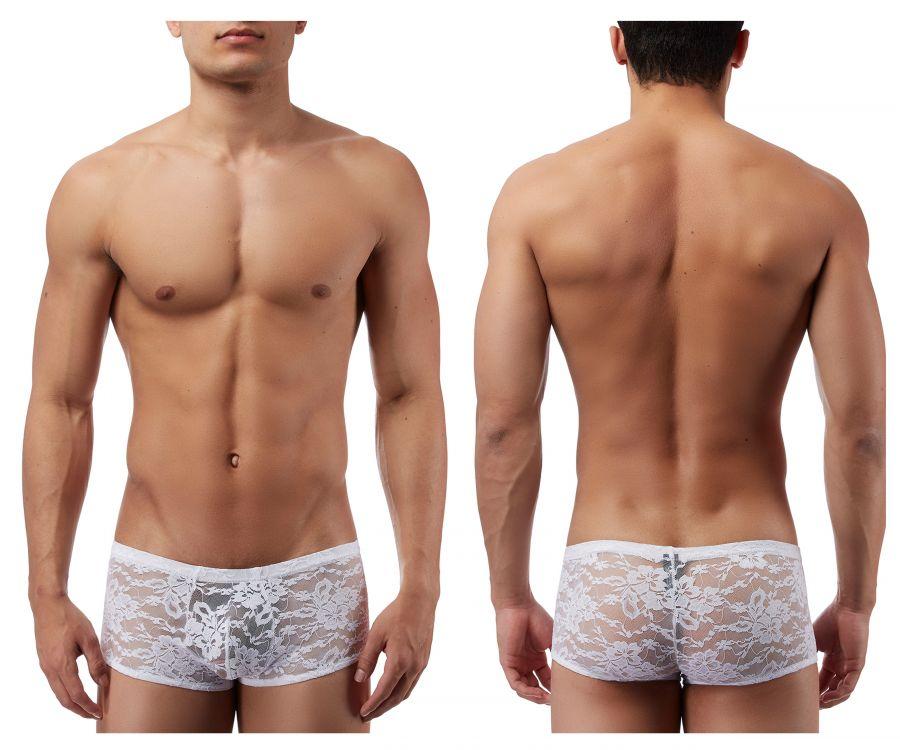 Male Power 145162 Stretch Lace Mini Short Boxer Briefs White