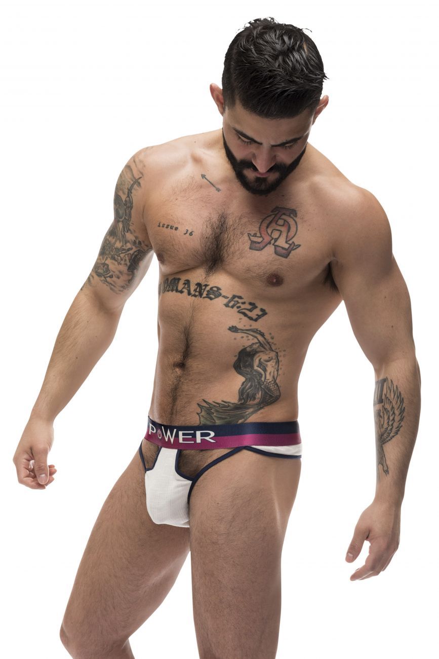 Male Power 237-246 French Terry Cutout Thongs Ivory