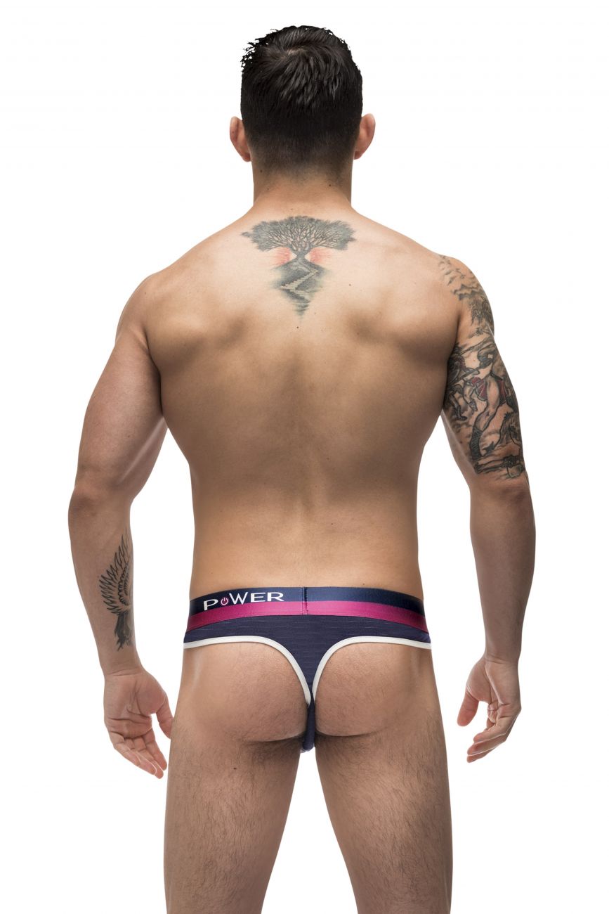 Male Power 237-246 French Terry Cutout Thongs Navy