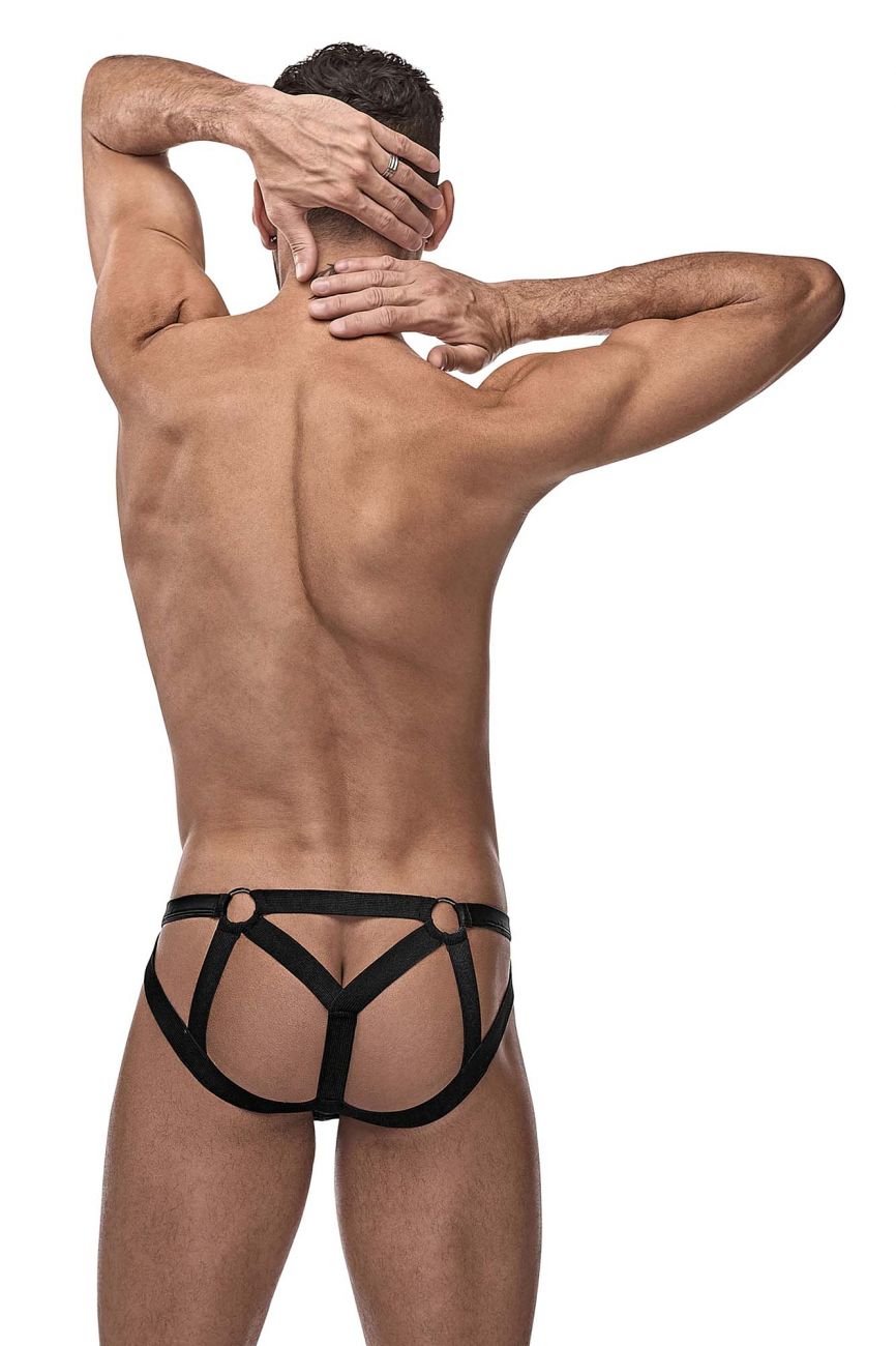 Male Power 352-261 Cage Matte Strappy Ring Jock Black