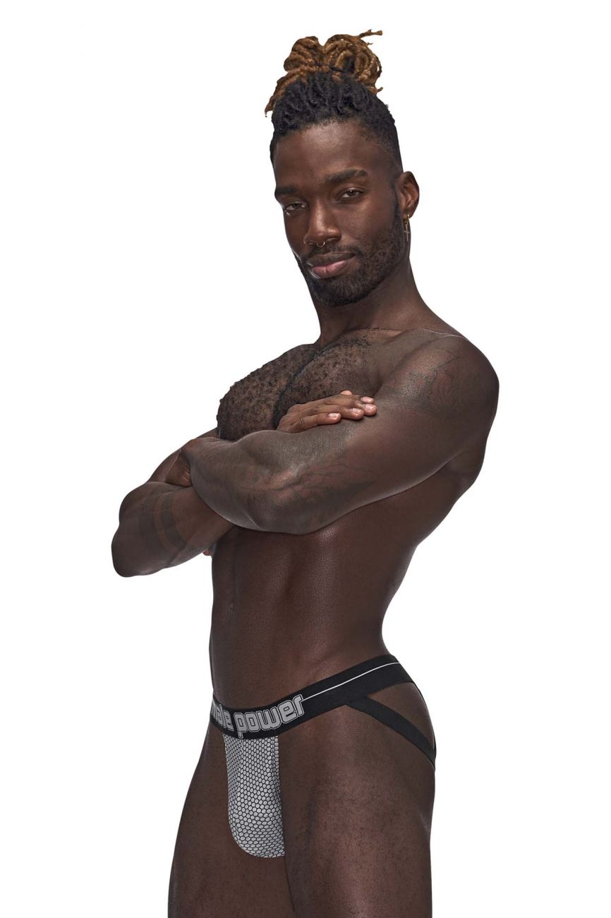 Male Power 352-269 Sexagon Strappy Ring Jock Gray