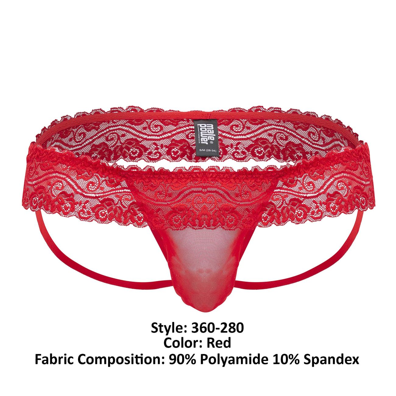 Male Power 360-280 Sassy Lace Skirt Jock Red