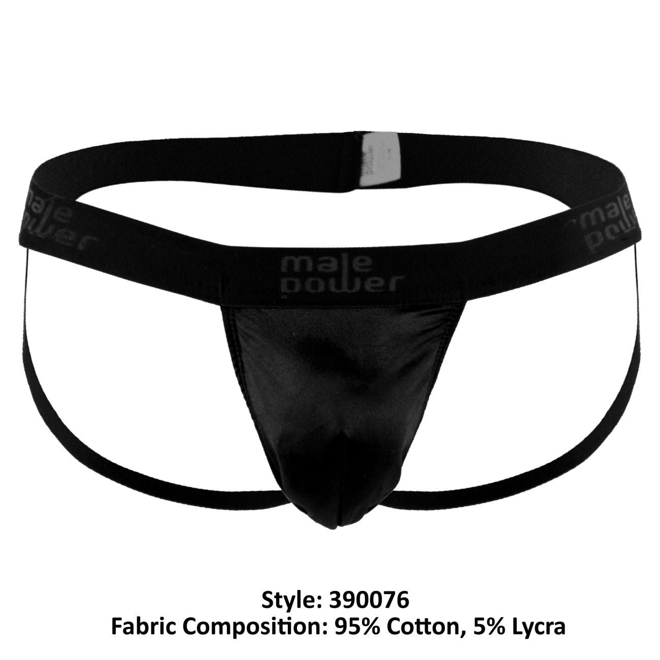 Male Power 390076 Satin Lycra Jockstrap Black