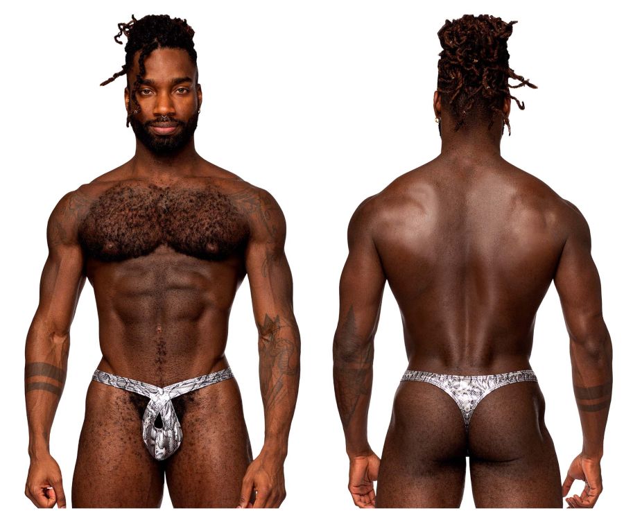 Male Power 409-282 S-naked Criss Cross Thong Silver-Black