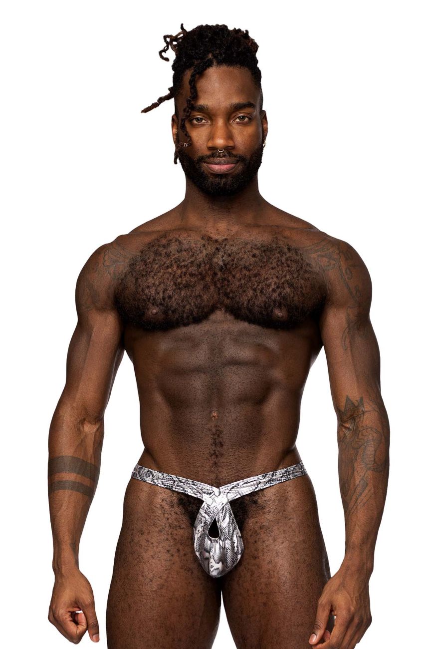 Male Power 409-282 S-naked Criss Cross Thong Silver-Black