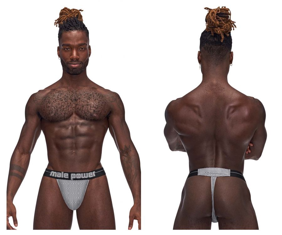Male Power 454-269 Sexagon Micro V Thong Gray