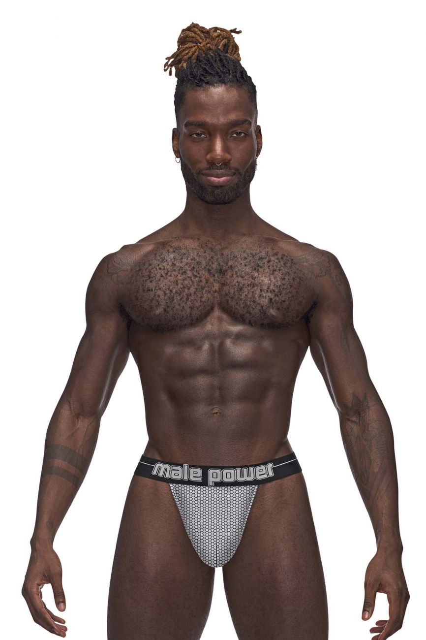 Male Power 454-269 Sexagon Micro V Thong Gray