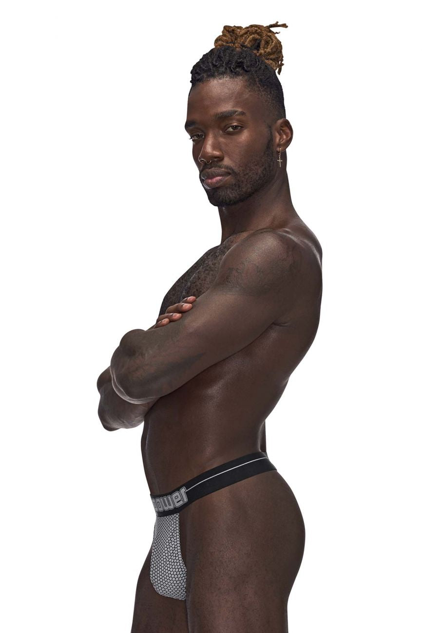 Male Power 454-269 Sexagon Micro V Thong Gray