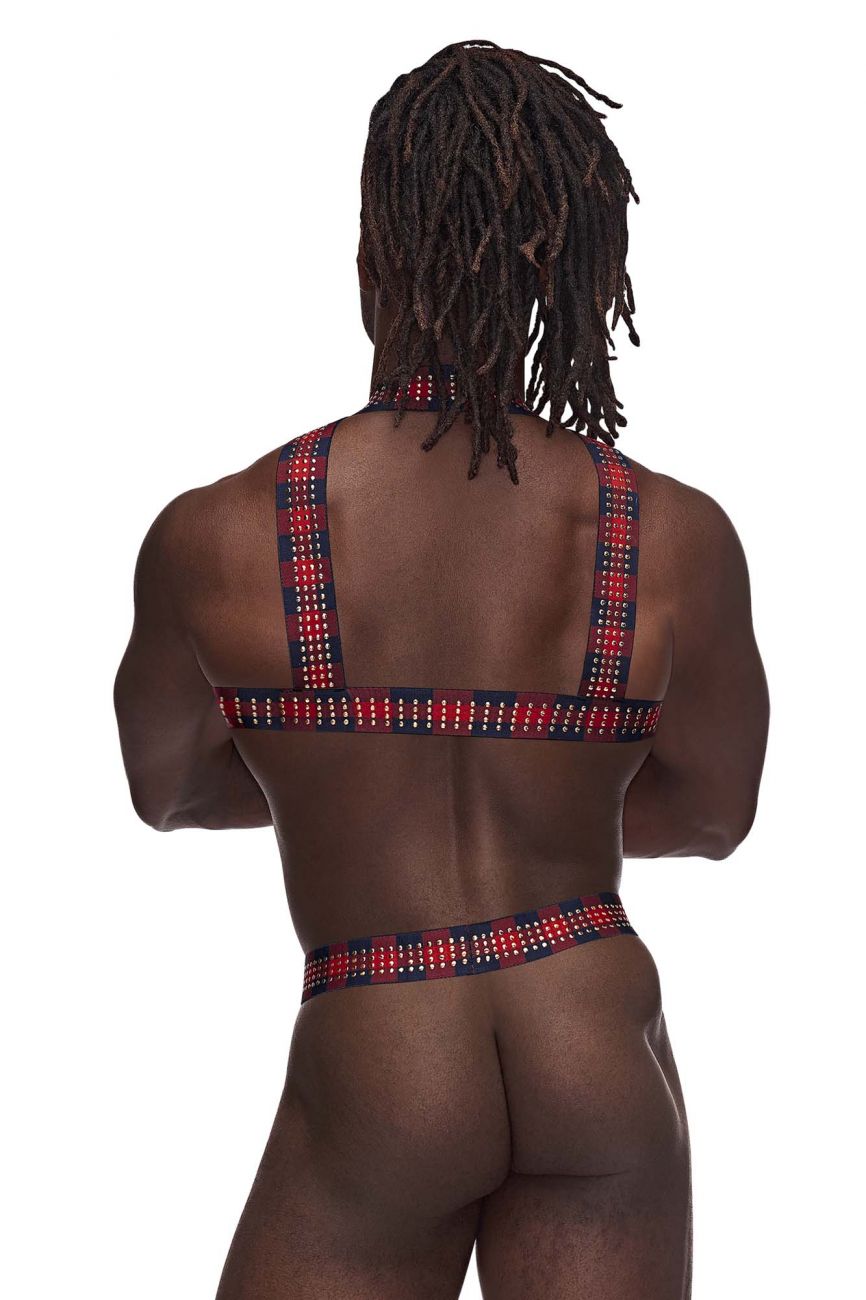 Male Power PAK-892 Elastic Studded Harness with Ring Red